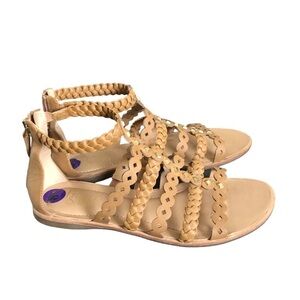 Franco Sarto Women's Beryl Tan Studded Gladiator Festival Sandal 8.5M Zip Back